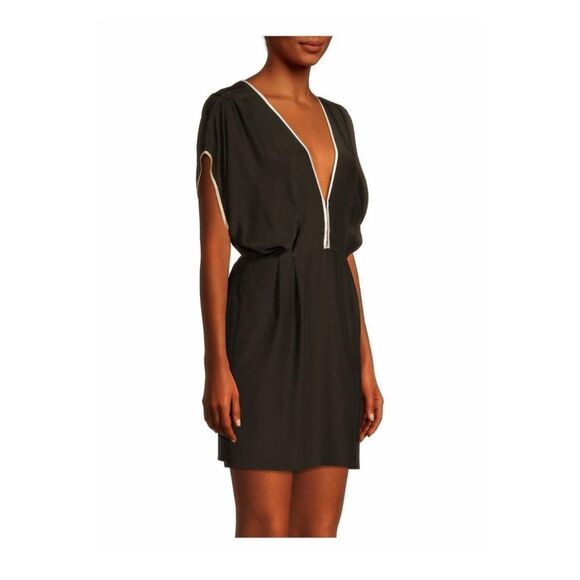 Kiki de Montparnasse $488 Silk V-Neck Mini Dress Black White Size Small - Picture 3 of 11